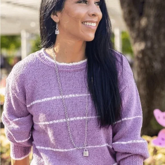 CAbi Silver Tone LOCK IT Necklace Earrings Set NEW - Picture 3 of 4